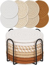 8 Pcs Drink Coasters with Holder Boho Coasters Set for Coffee Table 4.3 Inch - £21.99 GBP
