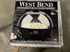 West Bend Stir Crazy 6 Quart Popcorn Corn Electric Popper 82306 VTG - £85.63 GBP