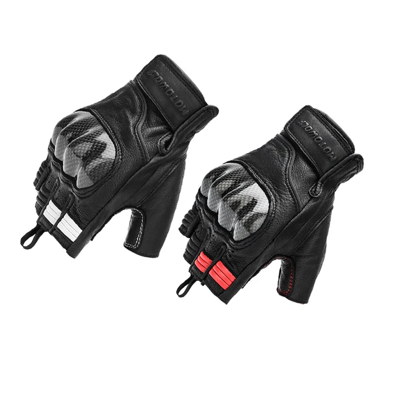 Half Finger Motorcycle Gloves Hard Knuckles Leather Cycling MTB Racing Riding - £29.28 GBP+