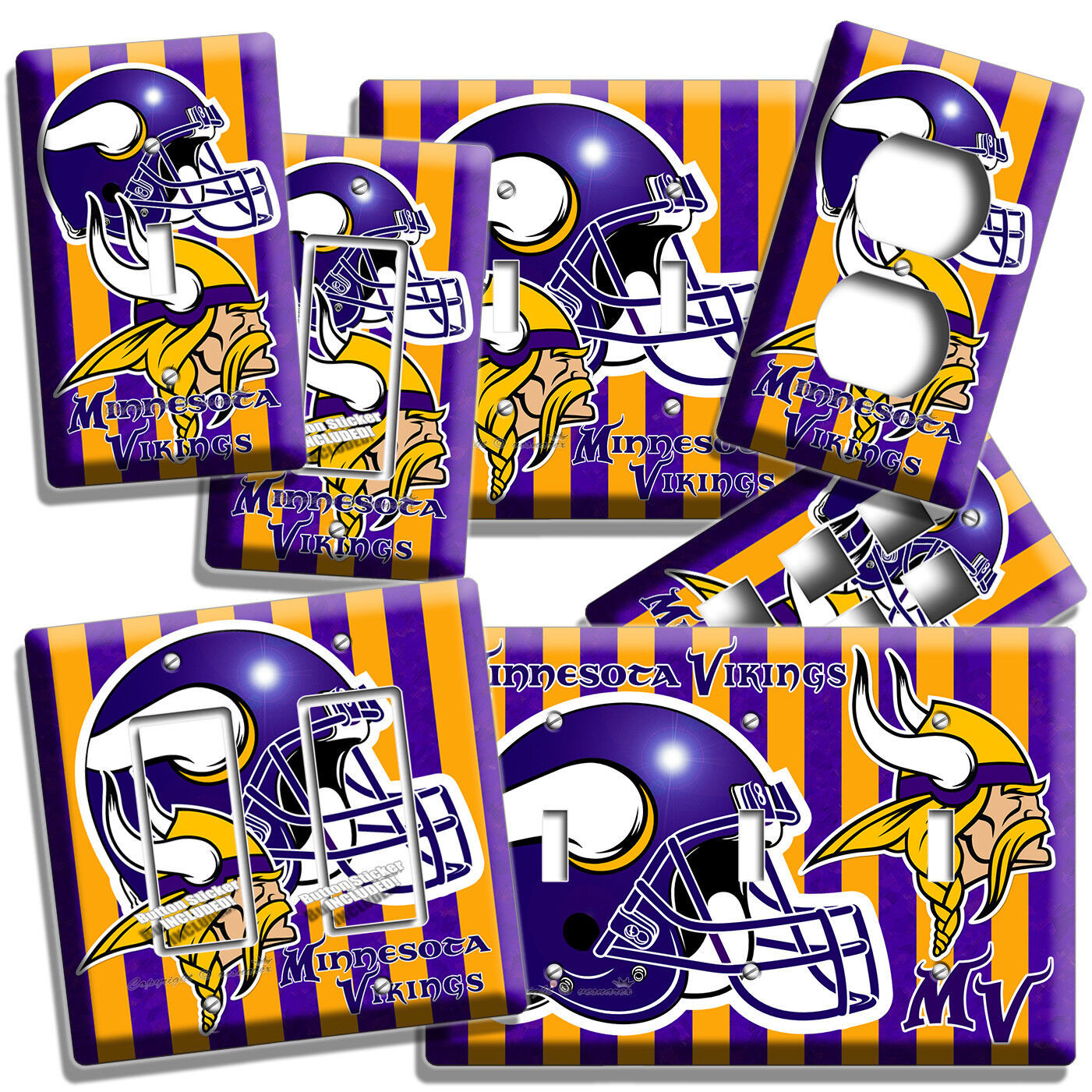 MINNESOTA VIKINGS FOOTBALL TEAM LIGHT SWITCH OUTLET WALL PLATES SPORTS FAN DECOR