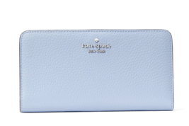 New Kate Spade Dumpling Pebble Leather Large Slim Bifold Wallet Serenity - $65.71