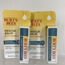 (2) Burt&#39;s Bees Rescue Balm Cooling Eucalyptus With Turmeric Lip Moisturizer - £4.67 GBP