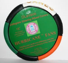 Ncaa Miami Hurricanes Orange Green Embroidered Logo Steering Wheel Cover - £14.39 GBP
