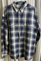 Robert Stock Shirt Adult XL Blue Soft Twill Ramie Rayon Button Up Mens EUC - $10.88