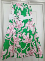 Lilly Pulitzer Strapless Lily Floral Dress Bow Lined Green White Women&#39;s... - £53.89 GBP