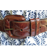 Joan &amp; David Alligator Print Brown Leather Belt and Buckle Womens Medium... - £18.67 GBP
