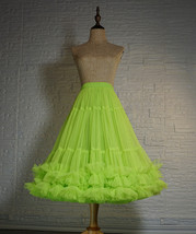 Neon Green A-line Layered Tulle Skirt Outfit Women Plus Size Ruffle Tulle Skirt image 5