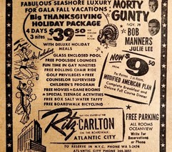 Ritz Carlton Atlantic City Advertisement 1963 Boardwalk Hotel Thanksgivi... - $54.86 CAD