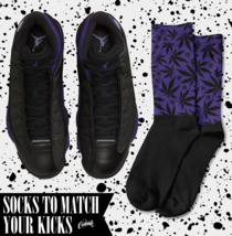 LEAF Socks for J1 13 Court Purple Varsity Low Mid High Dunk Vandal Shirt 1 - £16.50 GBP