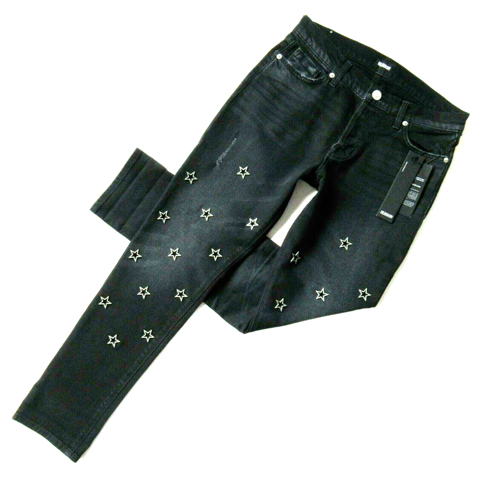 Primary image for NWT HUDSON Riley in Mythology Star Grommet Relaxed Boyfriend Jeans 26 $285