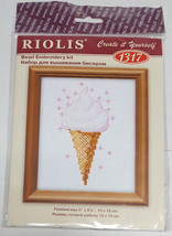 RIOLIS Ice Cream Dessert Bead Embroidery Cross Stitch Kit #1317 NEW 4&quot; x 4&quot; - £5.58 GBP