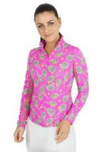 Nwt Ladies Ibkul Venus Hot Pink Long Sleeve Mock Tennis Shirt S M L Xl Xxl - £59.94 GBP