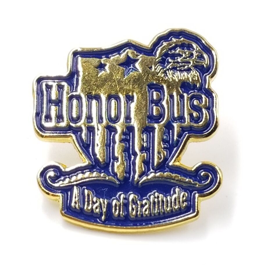 Hornor Bus Trip A Day of Gratitude Gold Tone Blue Enamel Pin Northeaster... - $9.99
