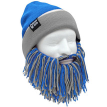 Beard Head Detroit Lions Blue Grey Knit Football Bearded Mask &amp; Hat - £23.94 GBP