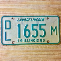 1980 United States Illinois Land of Lincoln Dealer License Plate DL 1655 M - £17.98 GBP