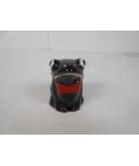 RARE Vintage Japan Porcelain Black Frog With Red Bow Tie Figure - $11.30
