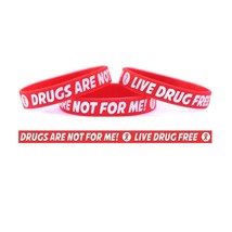 70 Adult 30 ChildRed Ribbon Wristbands - Drugs Are Not For Me / Live Dru... - £45.47 GBP