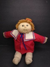 1984 MN Thomas Cabbage Patch Kids Doll Red Hair Green Eyes 18&quot; Girl Dimples Hat - $7.43