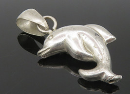 925 Sterling Silver - Vintage Topaz Hollow Leaping Dolphin Pendant - PT8470 - £19.92 GBP