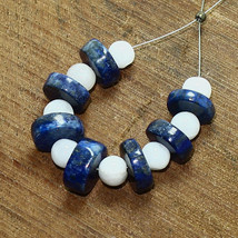 Lapis Lazuli Smooth Coin White Opal Beads Briolette Natural Loose Gemstone - £2.83 GBP
