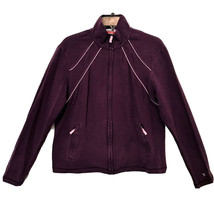 Danskin Now Vintage Womens L Activewear Plum With Pink Piping Zip Front Jacket - £10.35 GBP