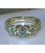 4 Ct Round Cut Simulated Diamond Three-Stone Engagement Ring 925 Sterlin... - £66.21 GBP