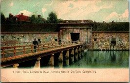 Main Entrance &amp; Moat Fortress Monroe Old Point Comfort VA UDB Rotograph Postcard - $3.84