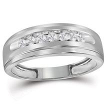 10k White Gold Mens Round Diamond Band Wedding Anniversary Ring 1/4 Ctw - £286.91 GBP