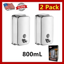 2 Pack Soap Dispenser Wall Mount Stainless Steel Manual Liquid Pump (800mL/27oz) - £20.24 GBP
