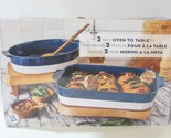 NEW Over and Back 2-piece Baking And Serving Dish Oven To Table Set BLUE... - $49.49