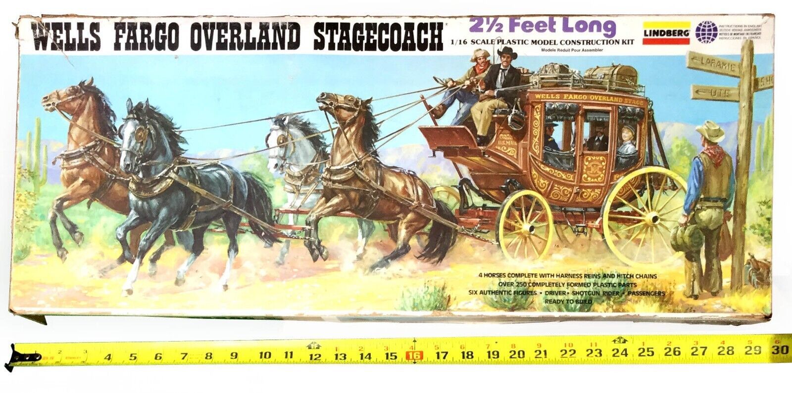 Lindberg Wells Fargo Overland Stagecoach Partially Built 1/16 Model Kit #351 - £111.67 GBP