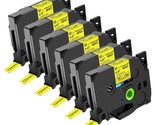 6 Pack Compatible For Brother P-Touch Tze Tape Yellow Label Tape 1/2 Inc... - £30.32 GBP