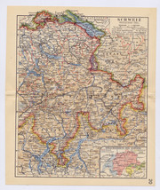 1939 Vintage Map Of Eastern Switzerland Zürich Zurich / Alps - $24.22