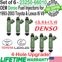 OEM 6Pcs DENSO 4-Hole Upgrade Fuel injectors for 1993-2003 Toyota &amp; Lexus LX450 - £118.89 GBP