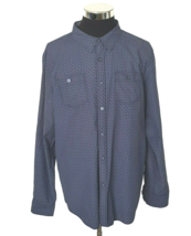 Eighty Eight Platinum Shirt Mens XXL Button Front Long Sleeves Blue Geo - £7.75 GBP