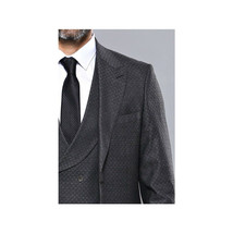 Men 3pc European Vested Suit WESSI  J.VALINTIN Extra Slim Fit JV15 Charcoal Gray image 3