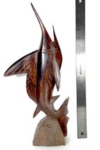 Beautiful Hand Carved Wooden 17&quot; Tall Marlin Sculpture Figurine (Circa 1980&#39;s) - £58.28 GBP