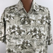 Trader Bay Men&#39;s Aloha Hawaiian Shirt Size XXL Floral Beige Palm Trees - £27.88 GBP
