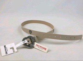 True Religion Metal Silver Heart Belt Size L/XL  Beige Cream New  - $553.42 MXN