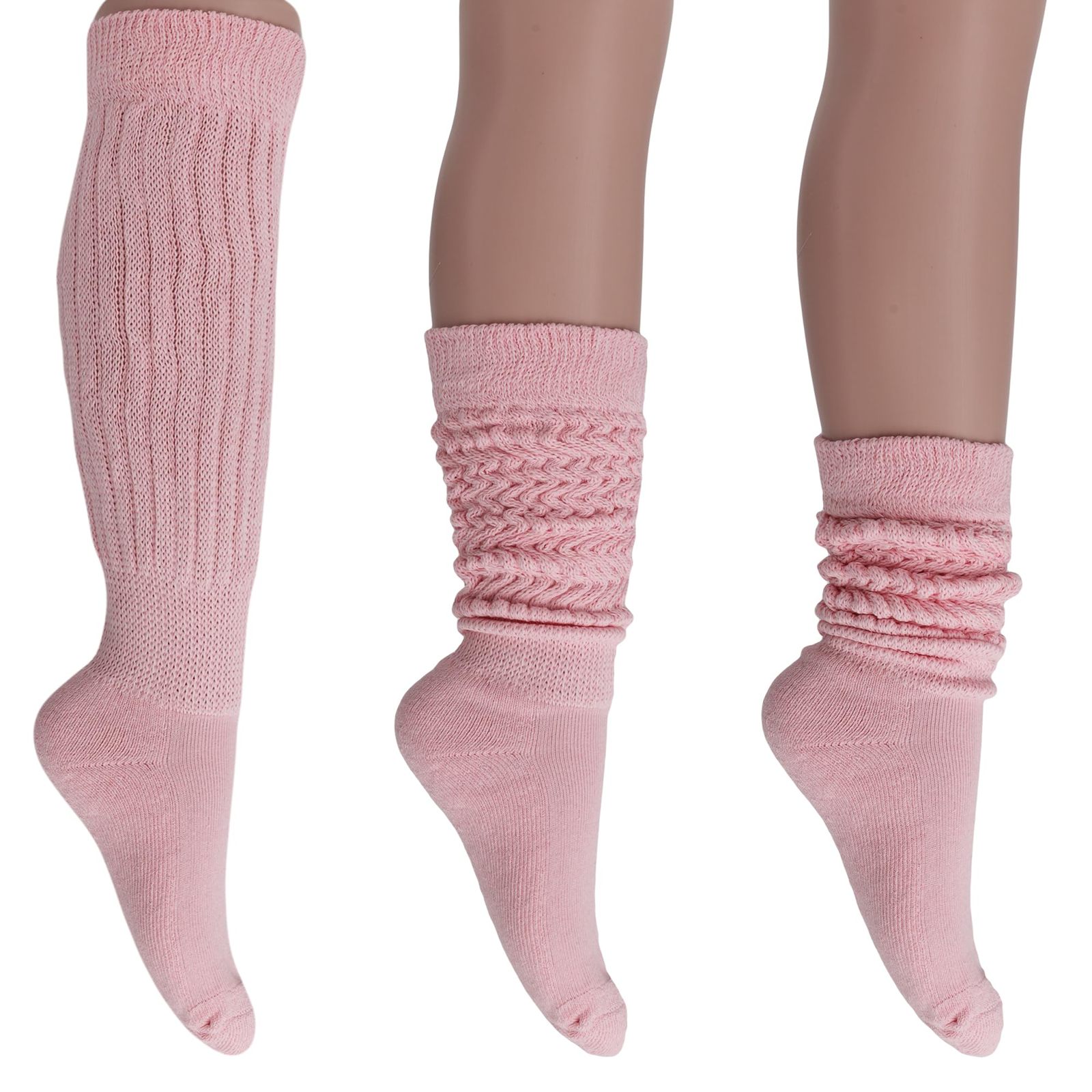 Primary image for AWS/American Made Cotton Slouch Boot Socks Shoe Size 5 to 10 (Pink 3 Pair)