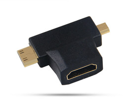 NEW Mini &amp; Micro HDMI Male to Standard HDMI Female Adapter HDTV 4K 1080p... - $8.91