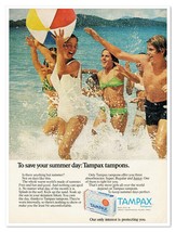 Tampax Tampons Save Your Summer Day Vintage 1972 Full-Page Magazine Ad - £7.66 GBP