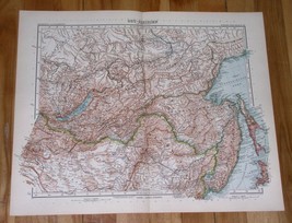 1908 Original Antique Map Of Mongolia Eastern Russia China Baikal Sakhalin - £23.94 GBP