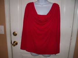 Covington Red 3/4 Sleeve Cowl Duet Blouse Size L Women&#39;s NEW - £13.78 GBP