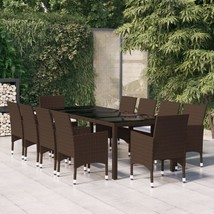 Outdoor Garden Patio Large Brown 11pcs Poly Rattan Dining Set With Chairs Table - £962.26 GBP+