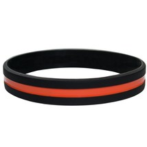 100 Thin ORANGE Line Silicone Wristband Bracelets - Search &amp; Rescue Personnel - £39.14 GBP