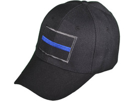 Police Law Enforcement 1st Responder Thin Blue Line Black Adjustable Cap... - £8.26 GBP