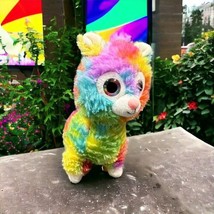 Spark Create Imagine 12” Plush Rainbow Llama Alpaca Big Glitter Eyes Stuffed Toy - £11.56 GBP