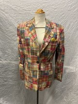Unique Colorful Plaid Patchwork Vintage Blazer Jacket, Women&#39;s Sz 6, Nin... - £37.37 GBP