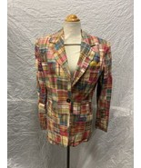 Unique Colorful Plaid Patchwork Vintage Blazer Jacket, Women&#39;s Sz 6, Nin... - £37.32 GBP